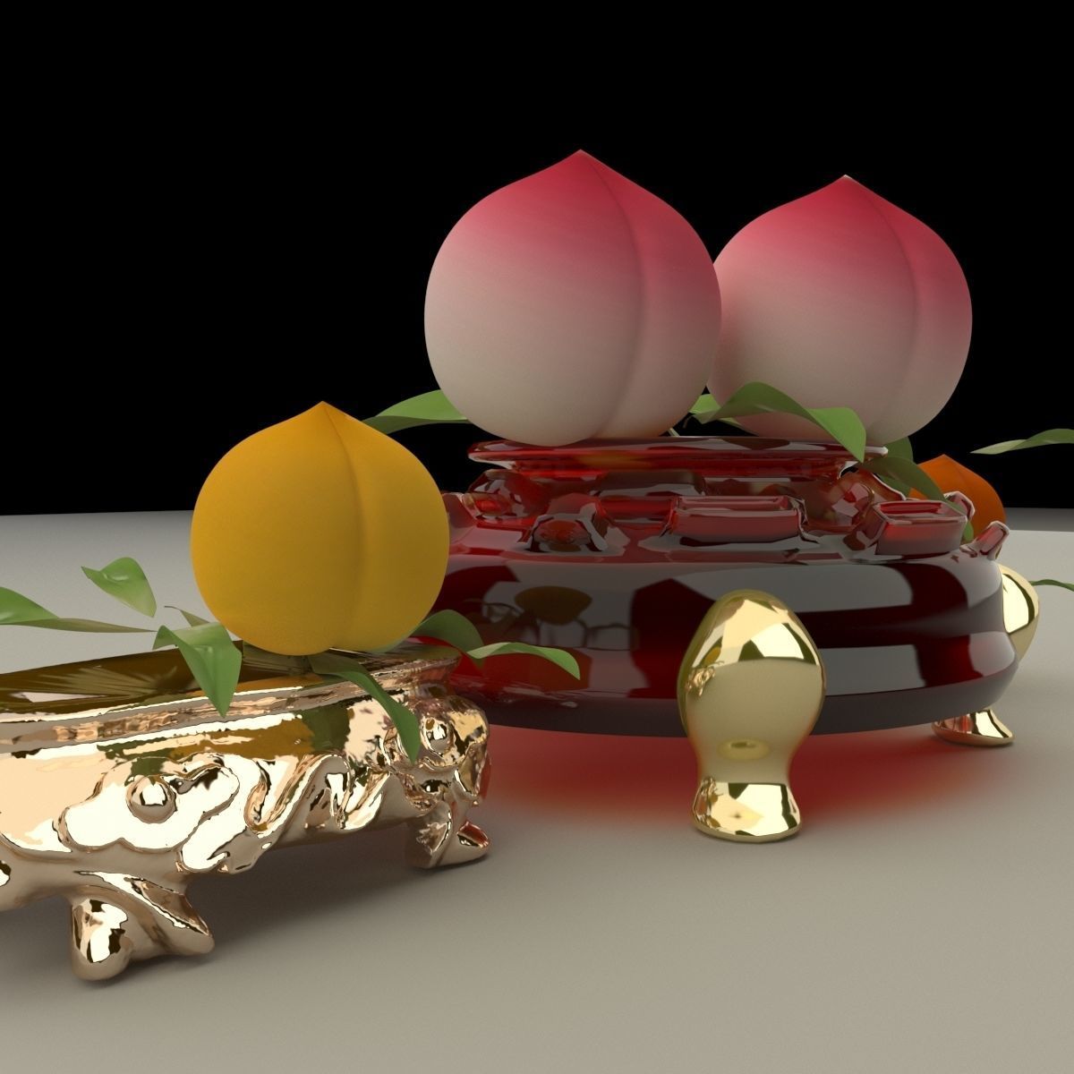 Chinese peach 3D model_5