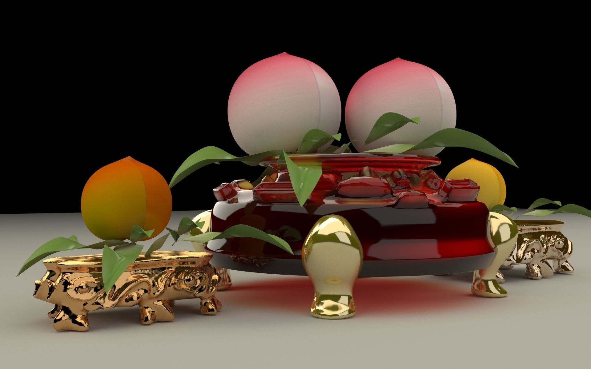Chinese peach 3D model_7