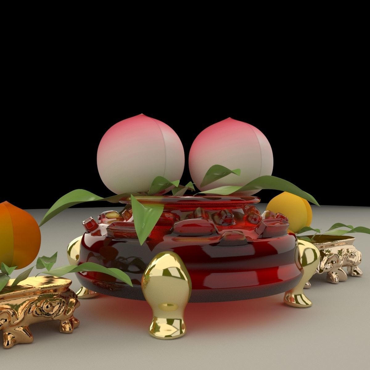 Chinese peach 3D model_3
