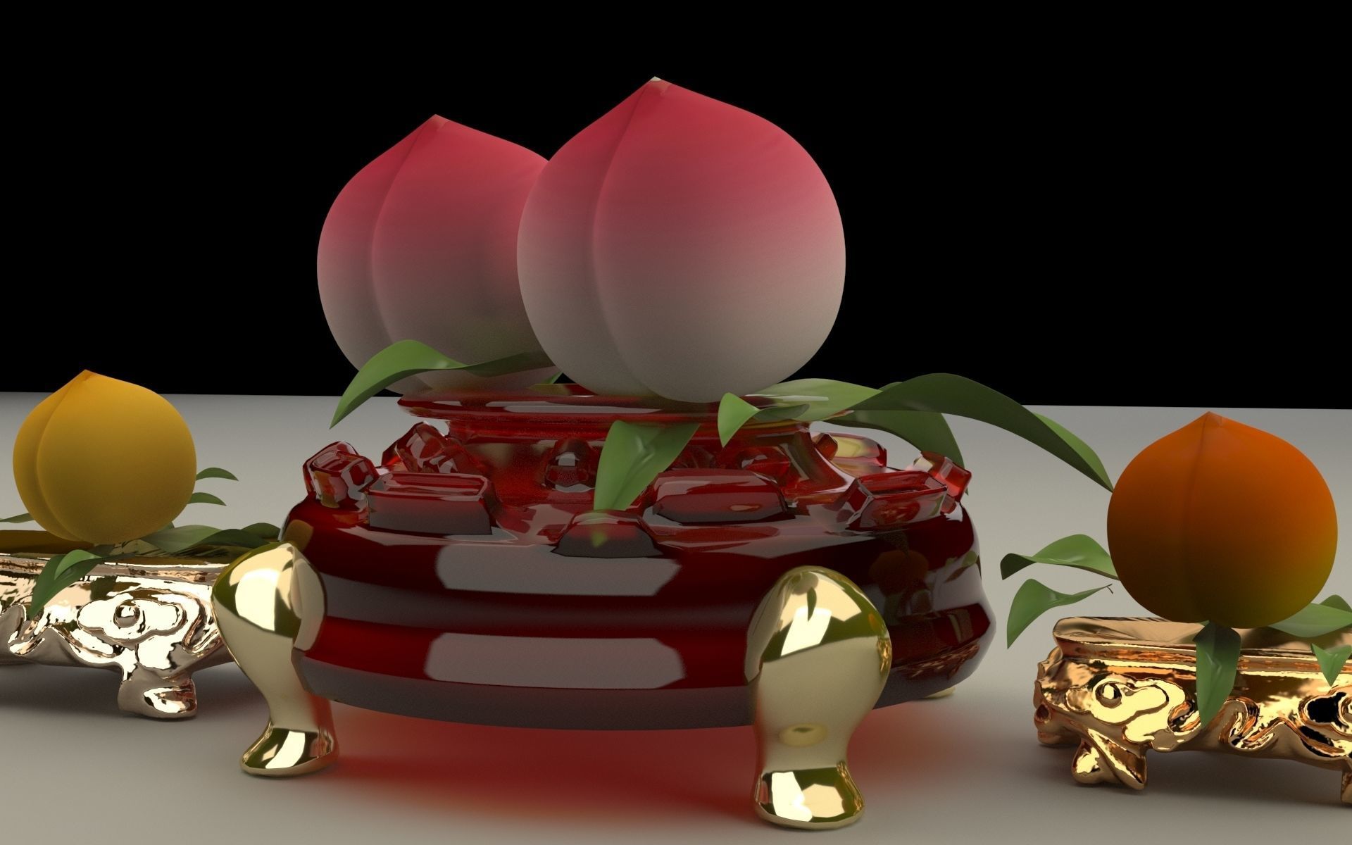 Chinese peach 3D model_1