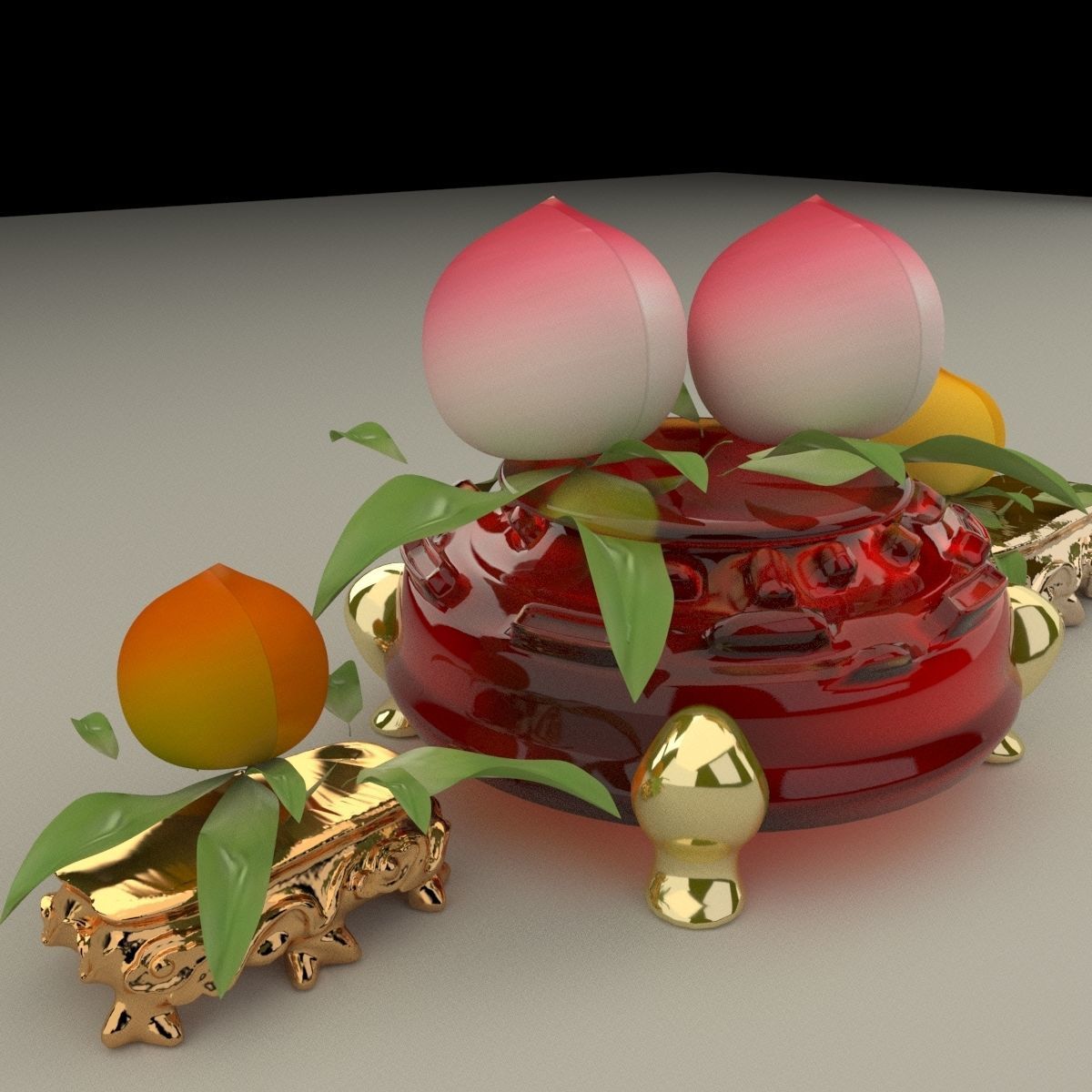 Chinese peach 3D model_4