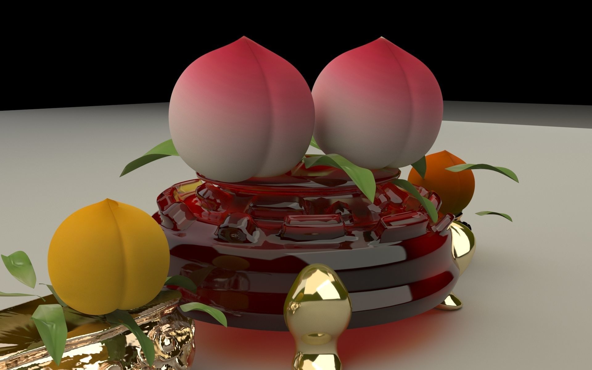 Chinese peach 3D model_8