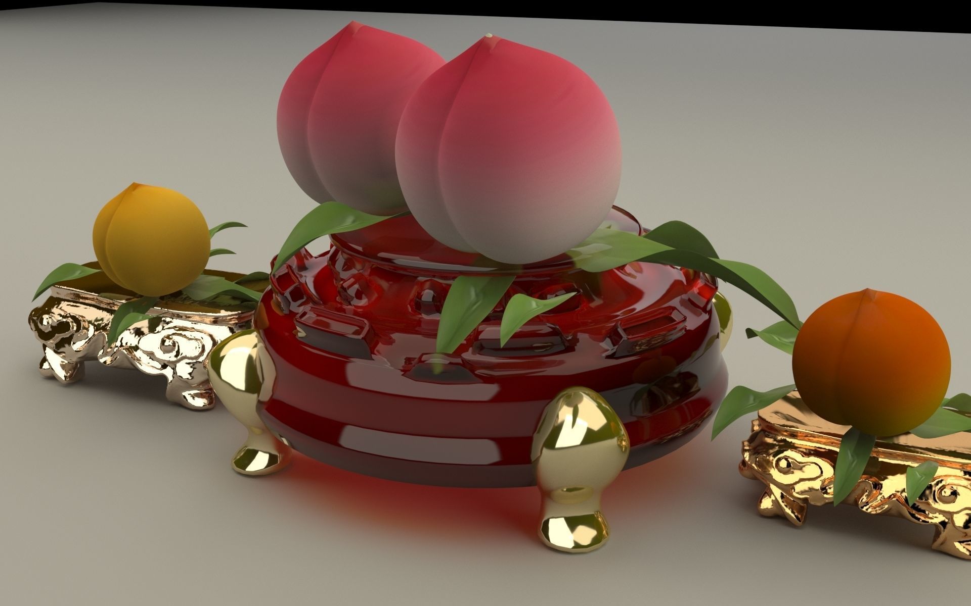Chinese peach 3D model_9