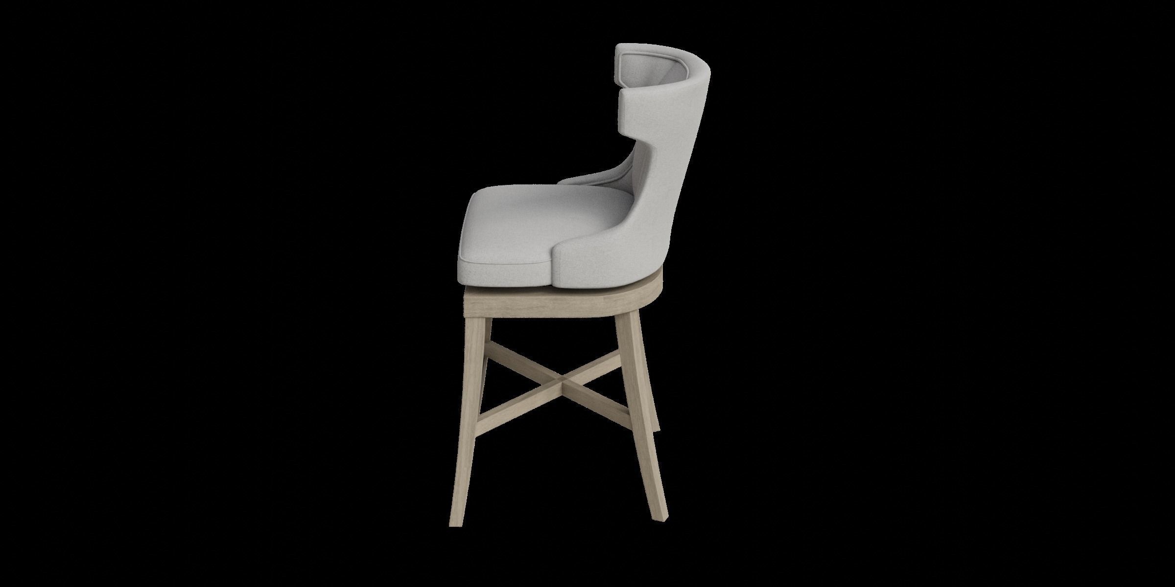 Gray Fabric Wooden Swivel Counter Stool 3D model_11