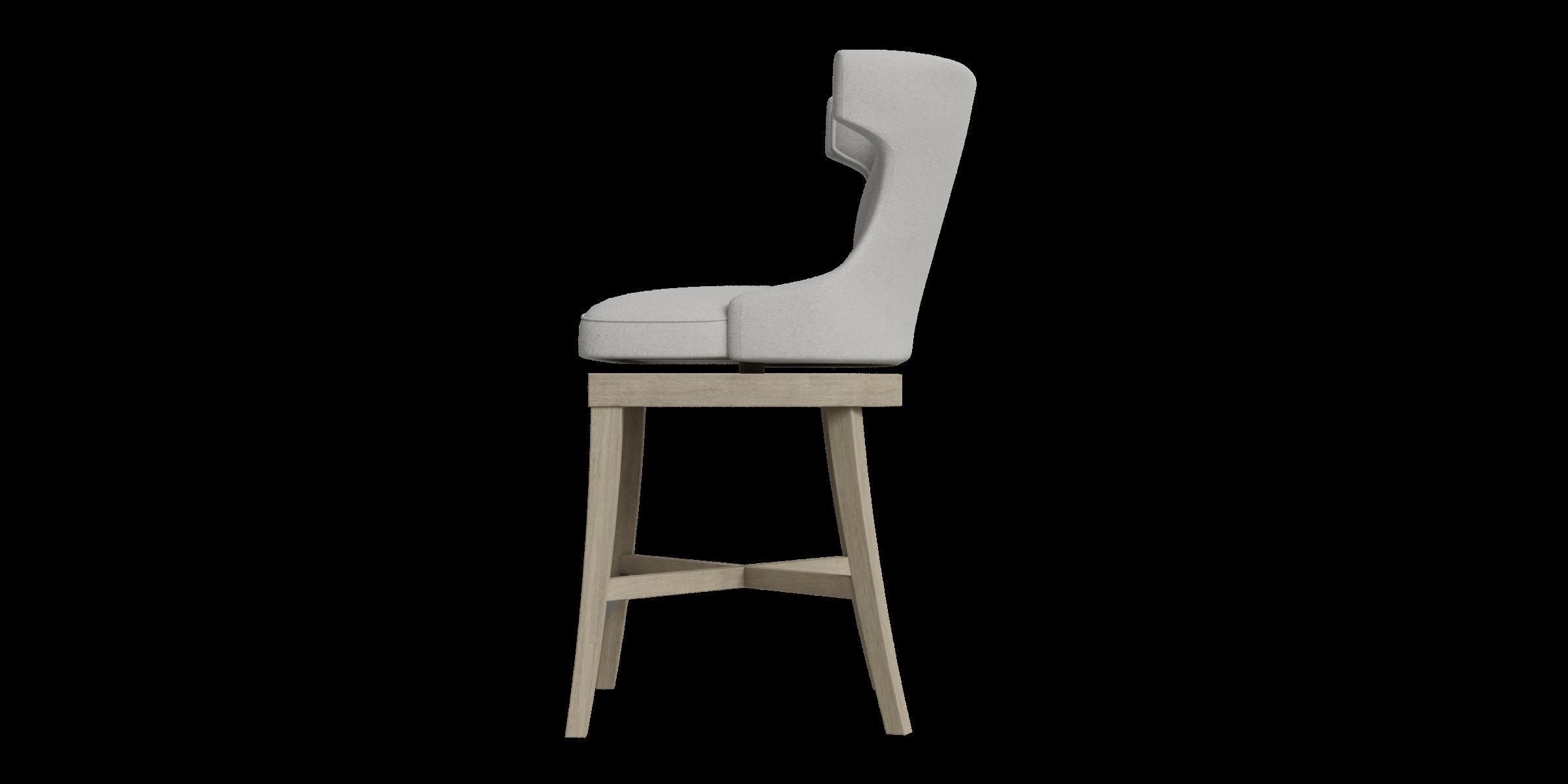 Gray Fabric Wooden Swivel Counter Stool 3D model_7