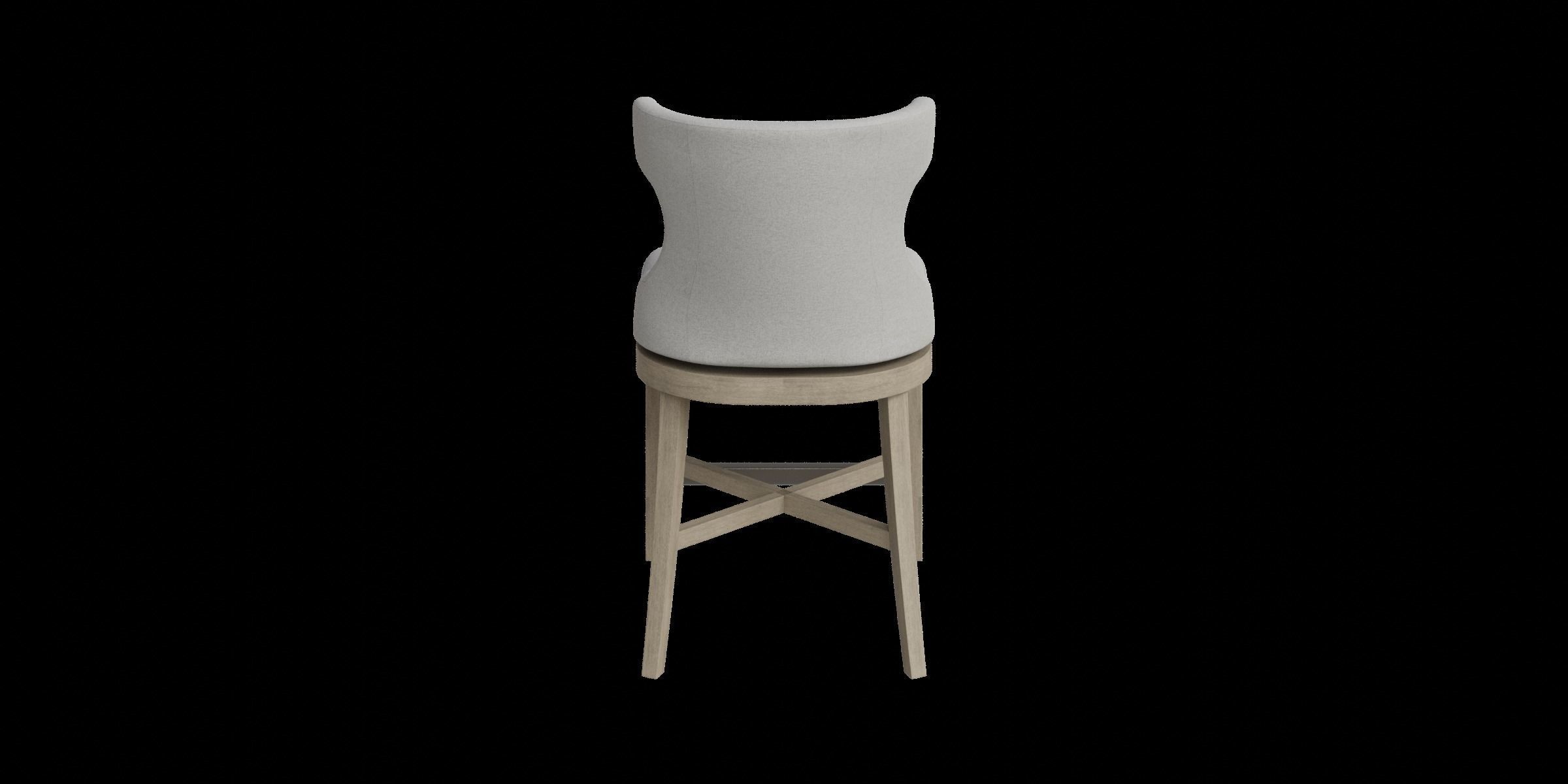 Gray Fabric Wooden Swivel Counter Stool 3D model_10