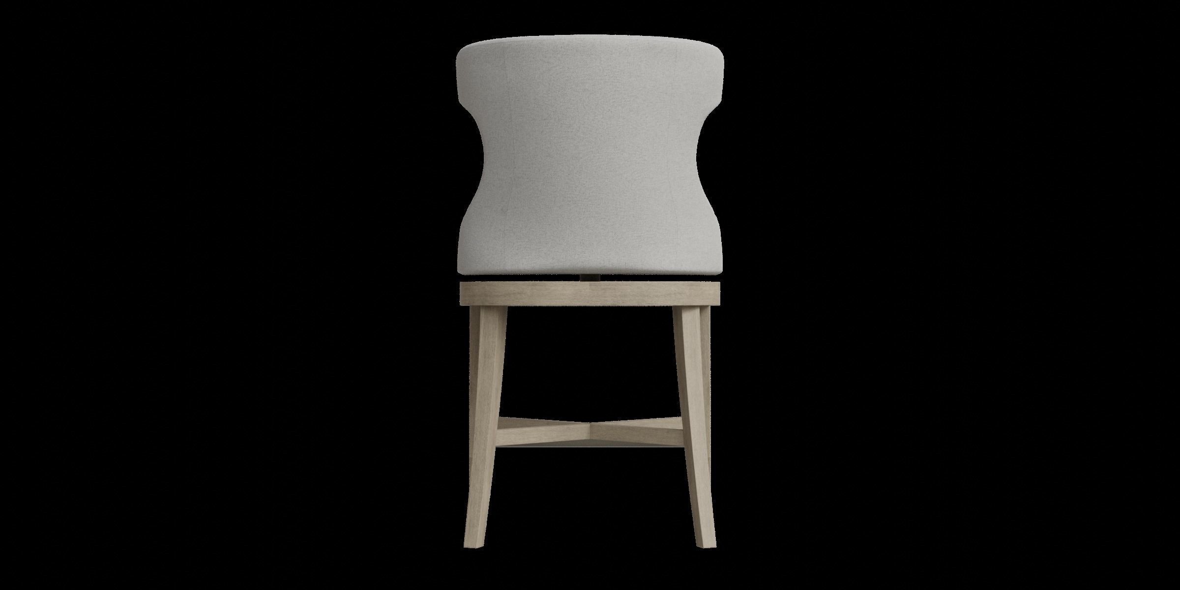 Gray Fabric Wooden Swivel Counter Stool 3D model_6