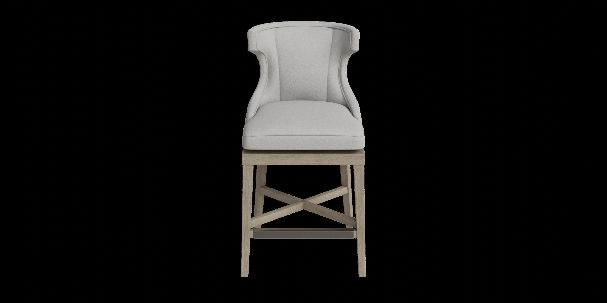 Gray Fabric Wooden Swivel Counter Stool 3D model_8