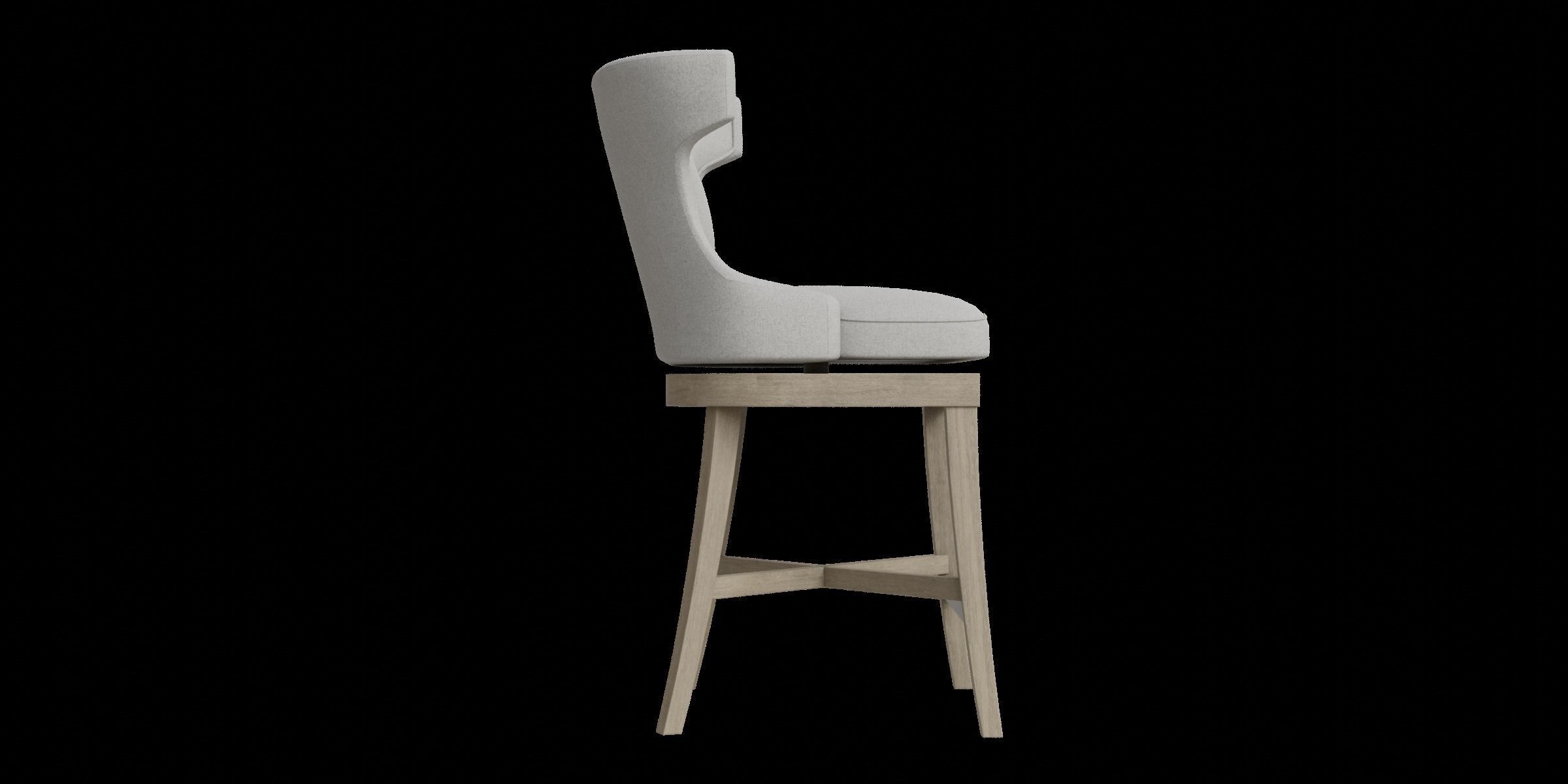 Gray Fabric Wooden Swivel Counter Stool 3D model_5