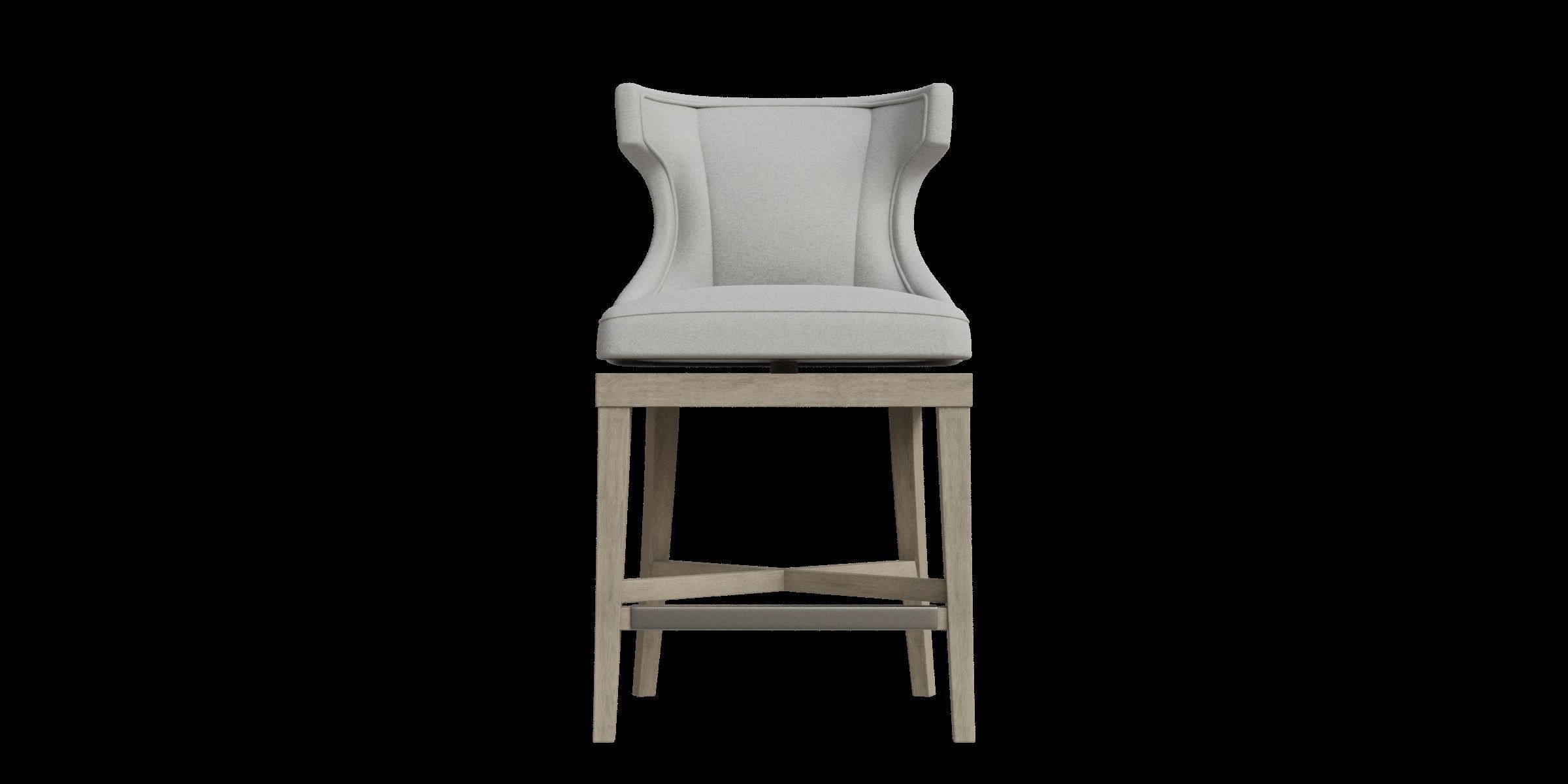 Gray Fabric Wooden Swivel Counter Stool 3D model_4