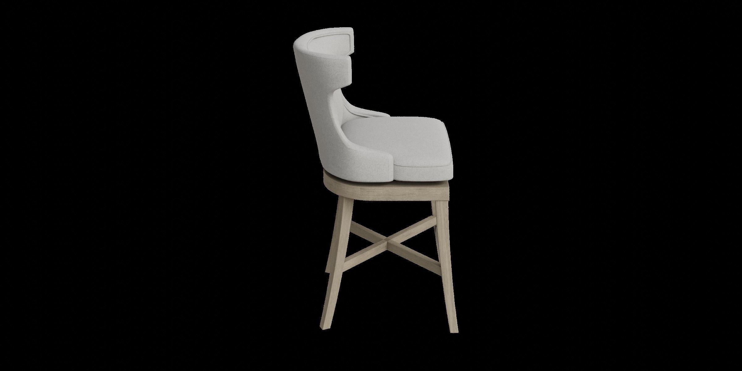 Gray Fabric Wooden Swivel Counter Stool 3D model_9