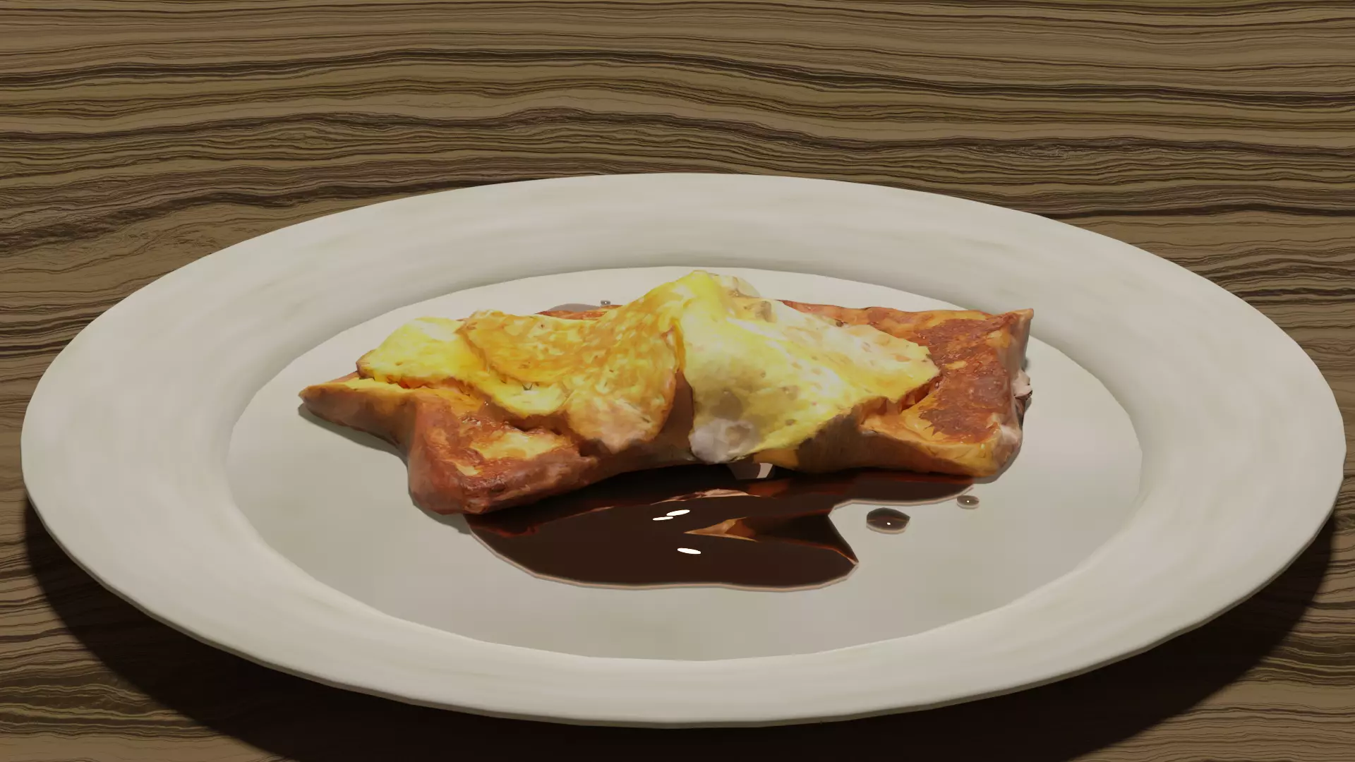 French Toast with Egg 3D model_0