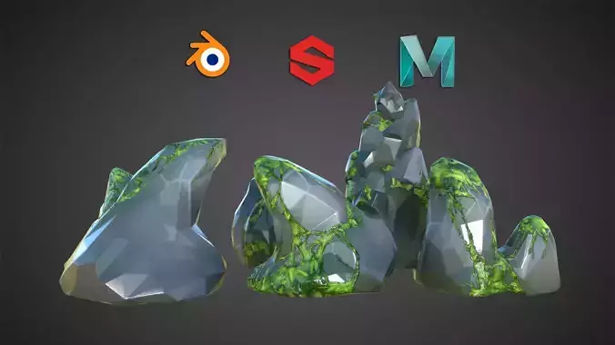 Stylized Rocks Low-poly 3D model