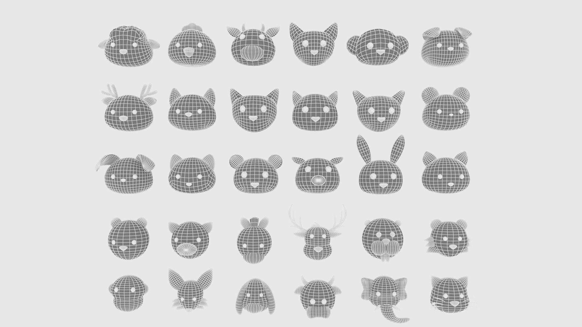 Animal Head Pack 001 Low-poly 3D model_8