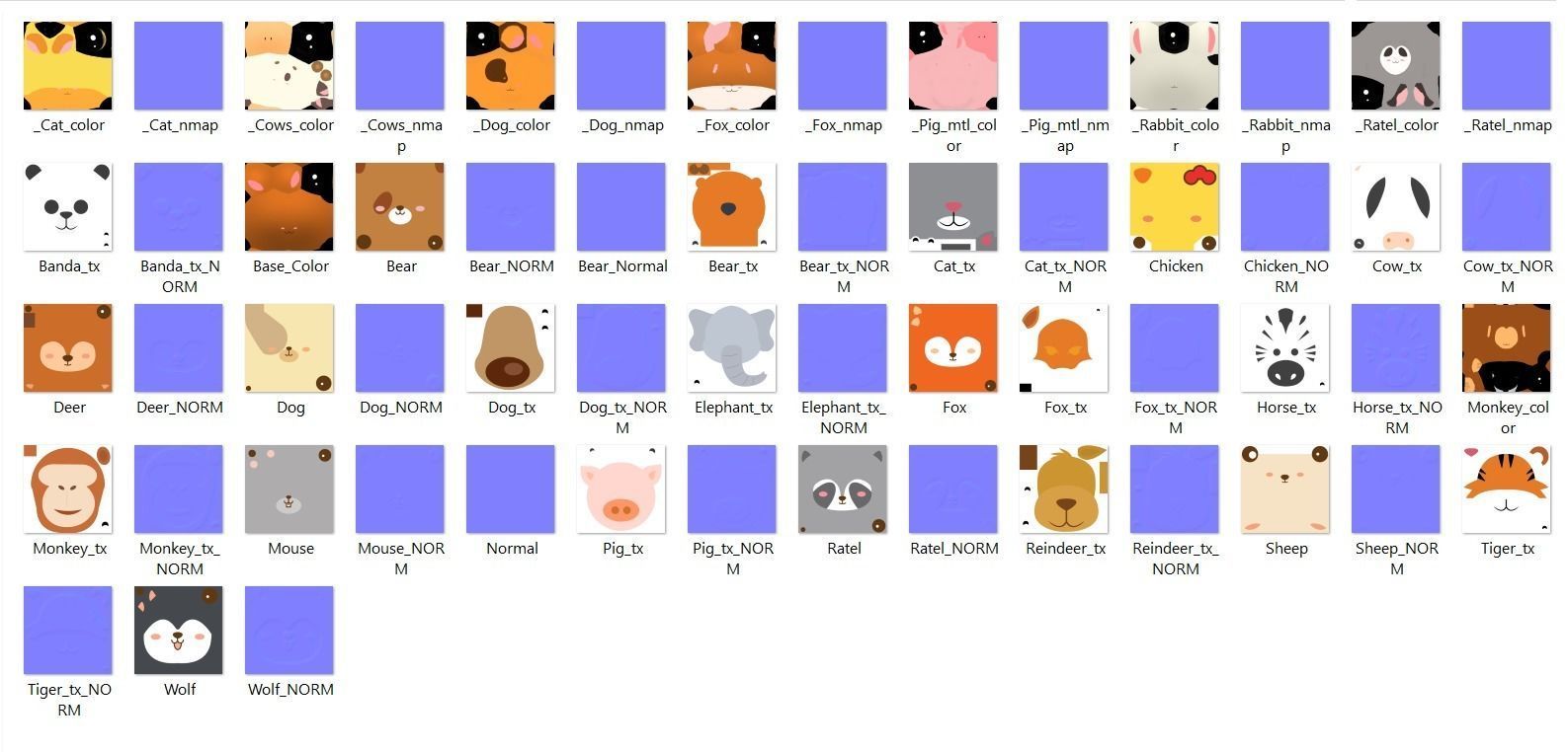 Animal Head Pack 001 Low-poly 3D model_9