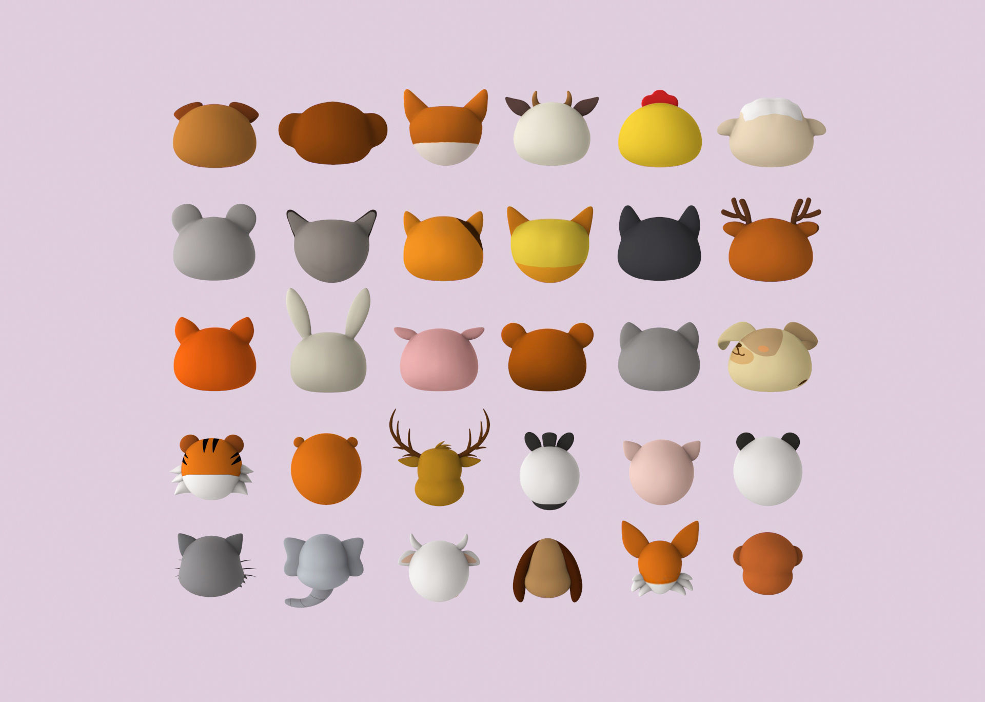 Animal Head Pack 001 Low-poly 3D model_2
