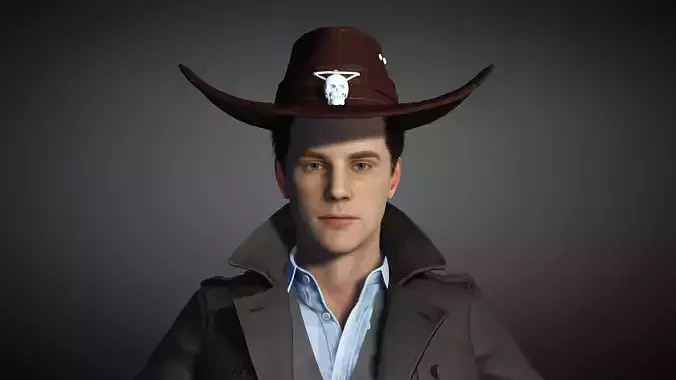 Cowboy model character creator 4 and blender fbx and object file Low-poly 3D model