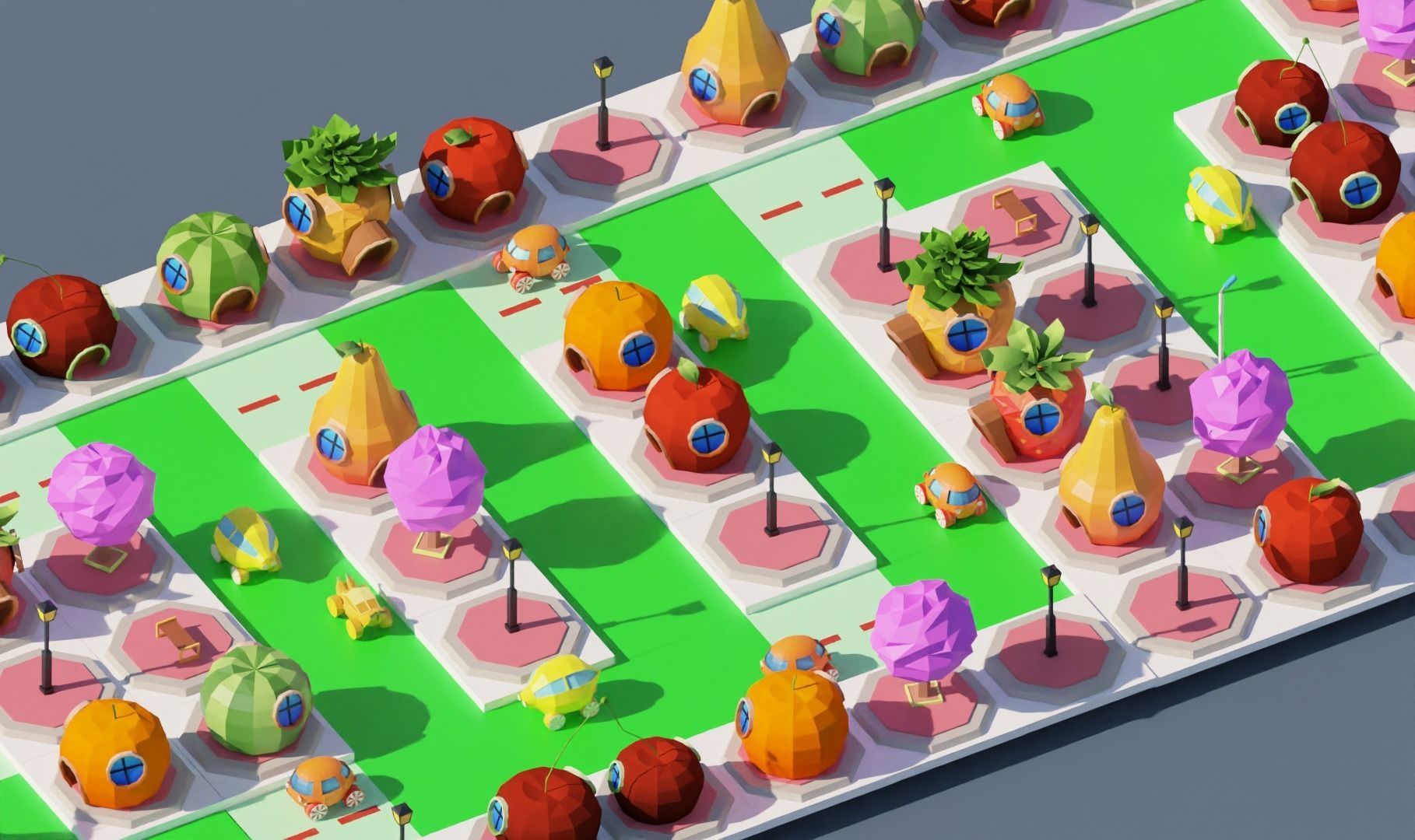 Fruit Street Pack Low-poly 3D model_4