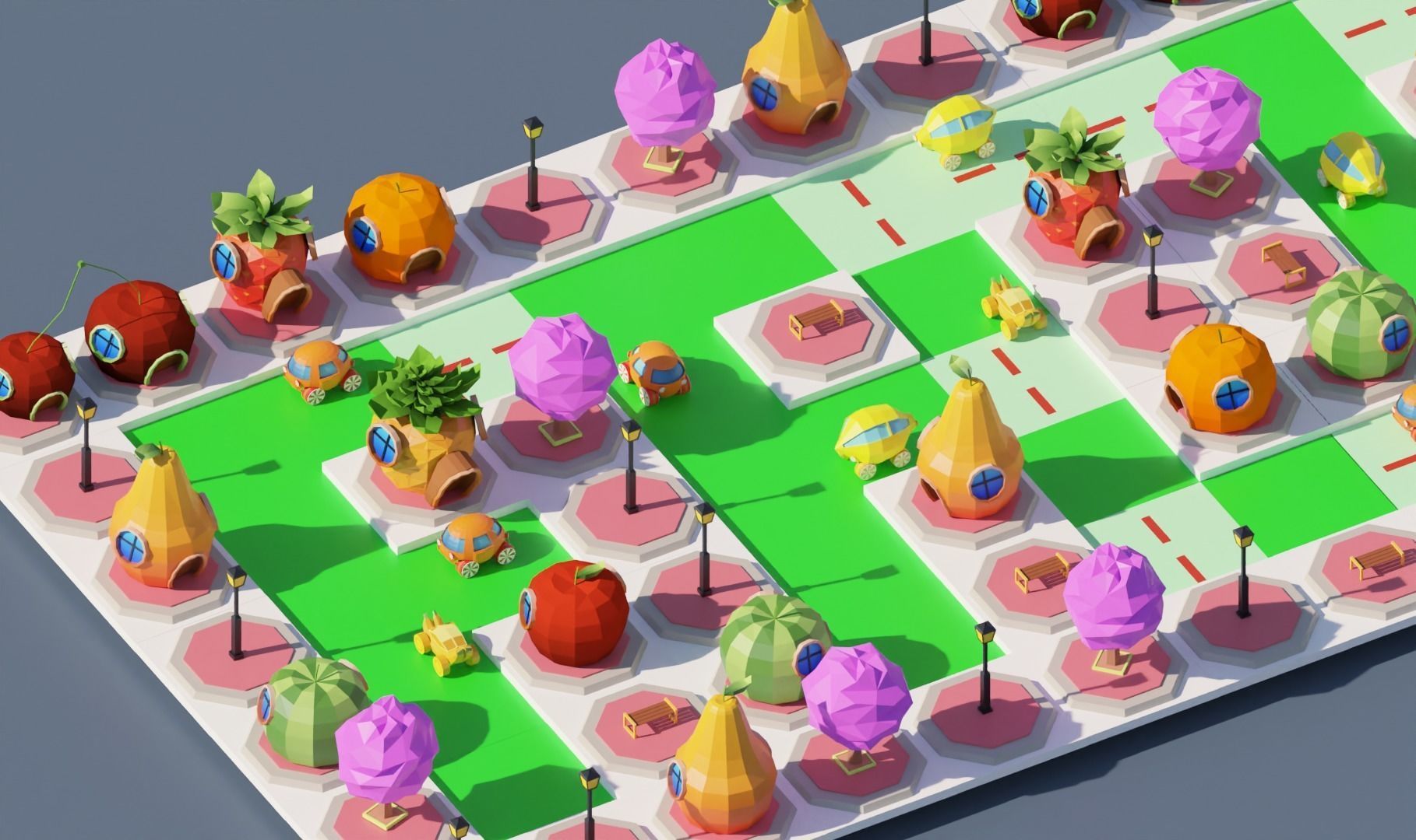 Fruit Street Pack Low-poly 3D model_1