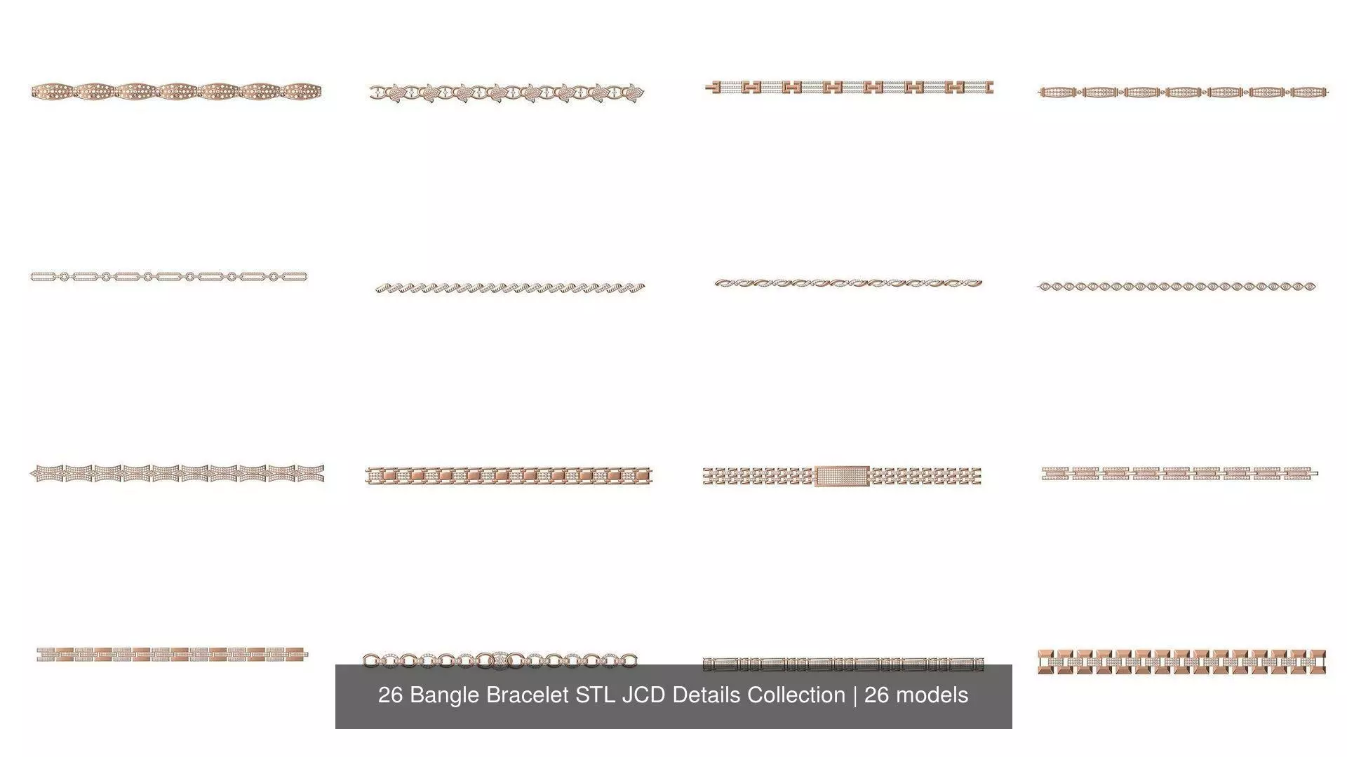 26 Bangle Bracelet STL JCD Details Collection _0