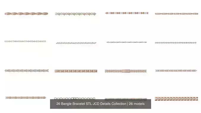 26 Bangle Bracelet STL JCD Details Collection 26 Bangle Bracelet STL JCD Details Collection