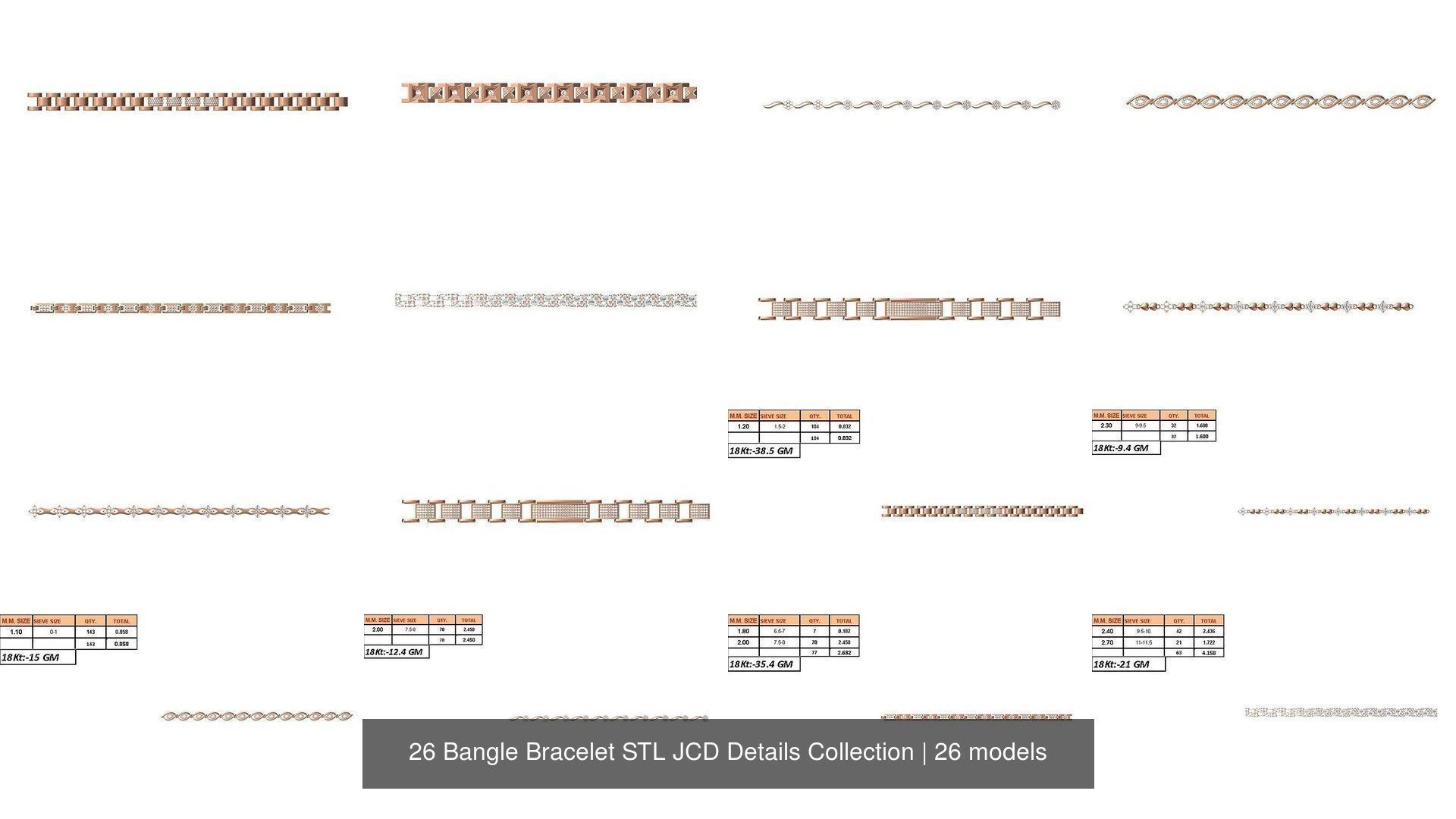 26 Bangle Bracelet STL JCD Details Collection _2