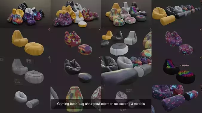 Gaming bean bag chair pouf ottoman collection