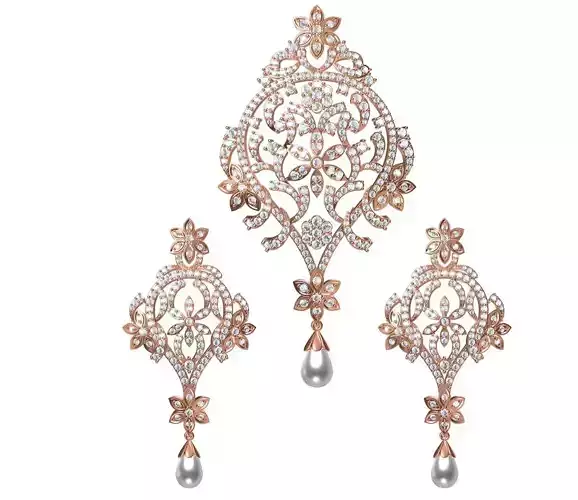 Women Earrings Pendant Set STL JCD Details