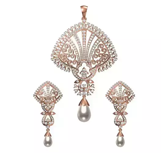 Women Earrings Pendant Set STL JCD Details