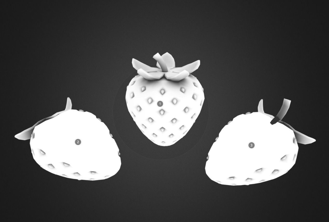 Strawberry Fruit sliced model Low-poly 3D model_2