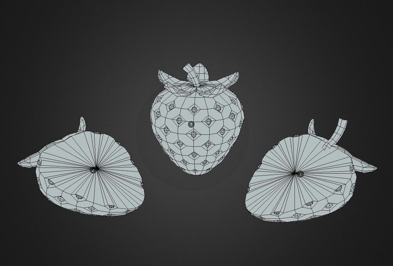 Strawberry Fruit sliced model Low-poly 3D model_1