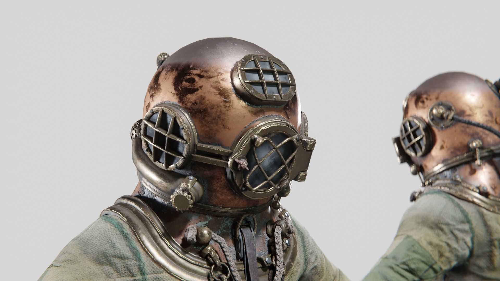  Copper Bronze Diving Suit Low-poly 3D model_6