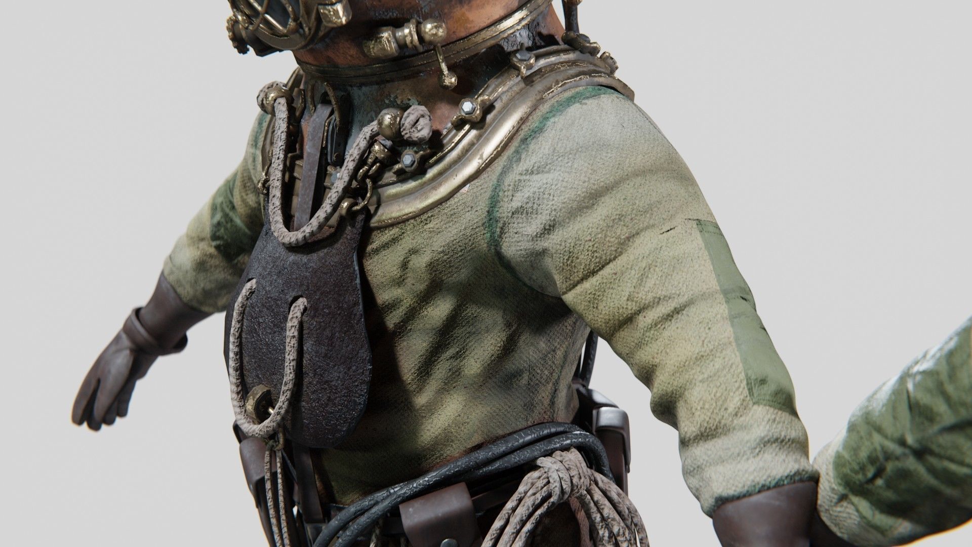  Copper Bronze Diving Suit Low-poly 3D model_12