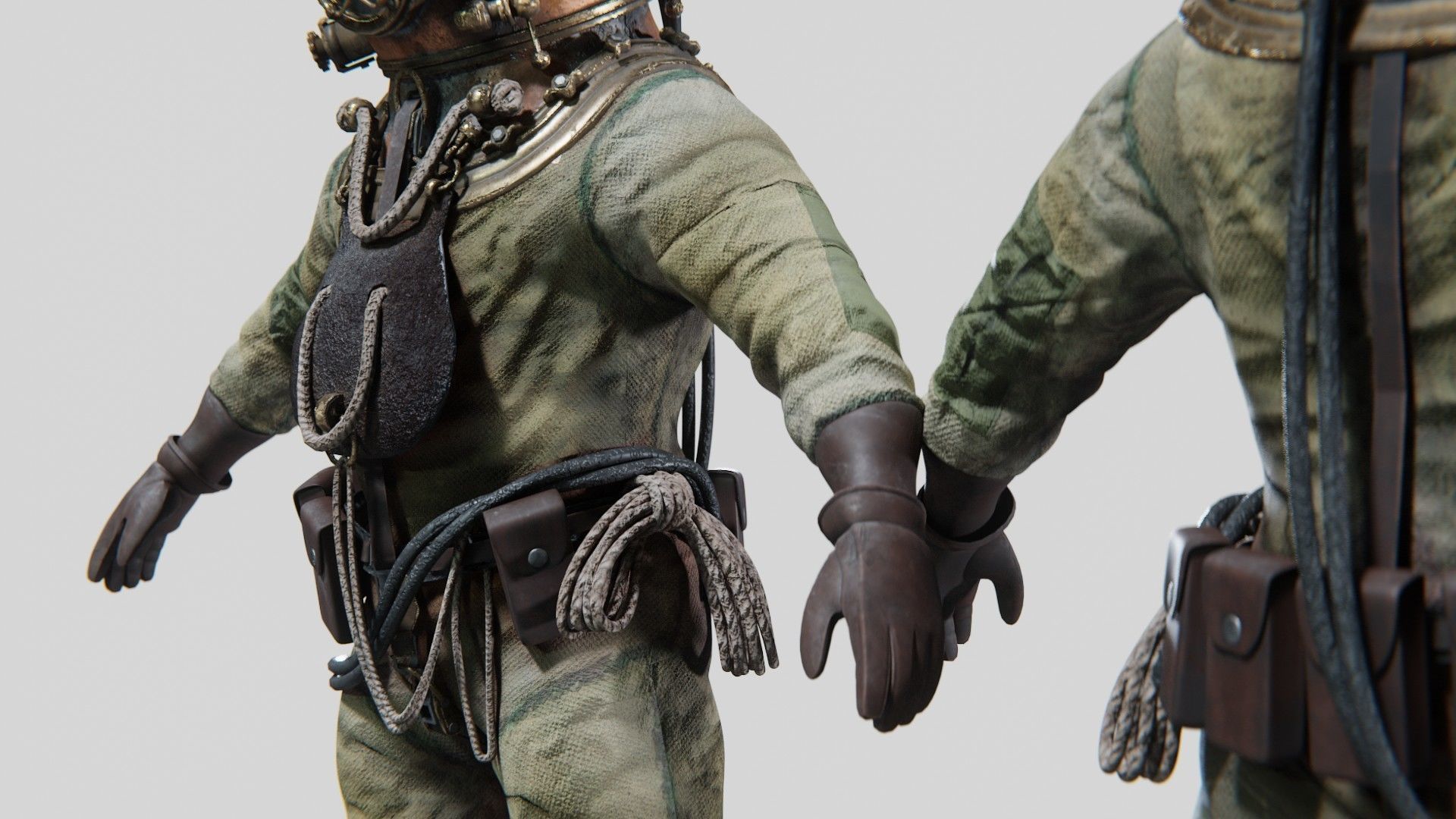  Copper Bronze Diving Suit Low-poly 3D model_5