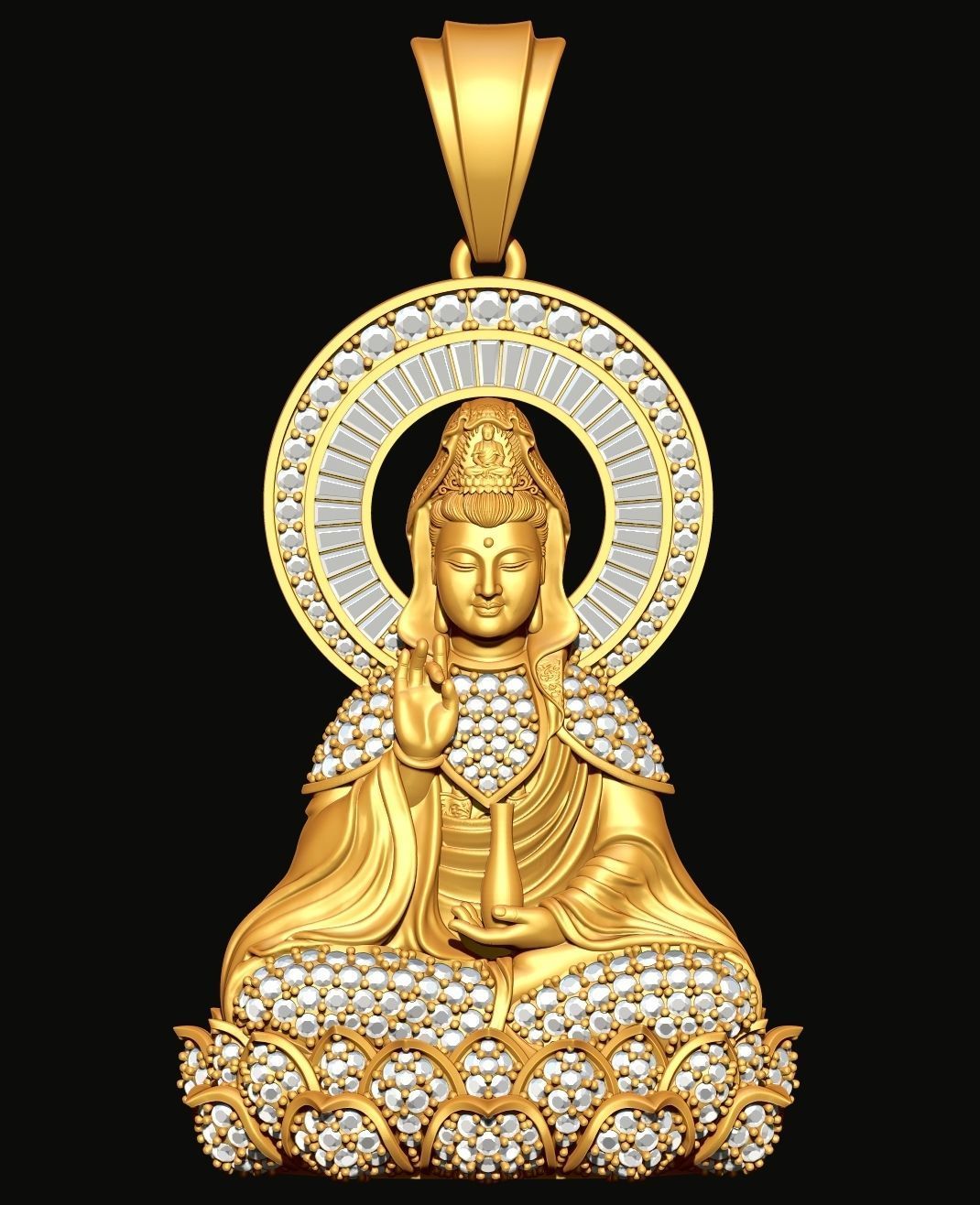 Buddha Guan Yin Pendant - Buddha Pendant 3D print model_5