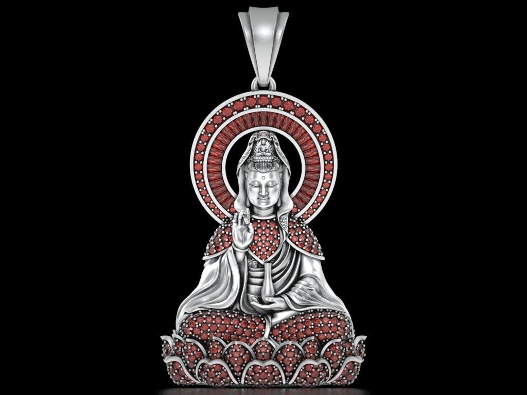 Buddha Guan Yin Pendant - Buddha Pendant 3D print model_1