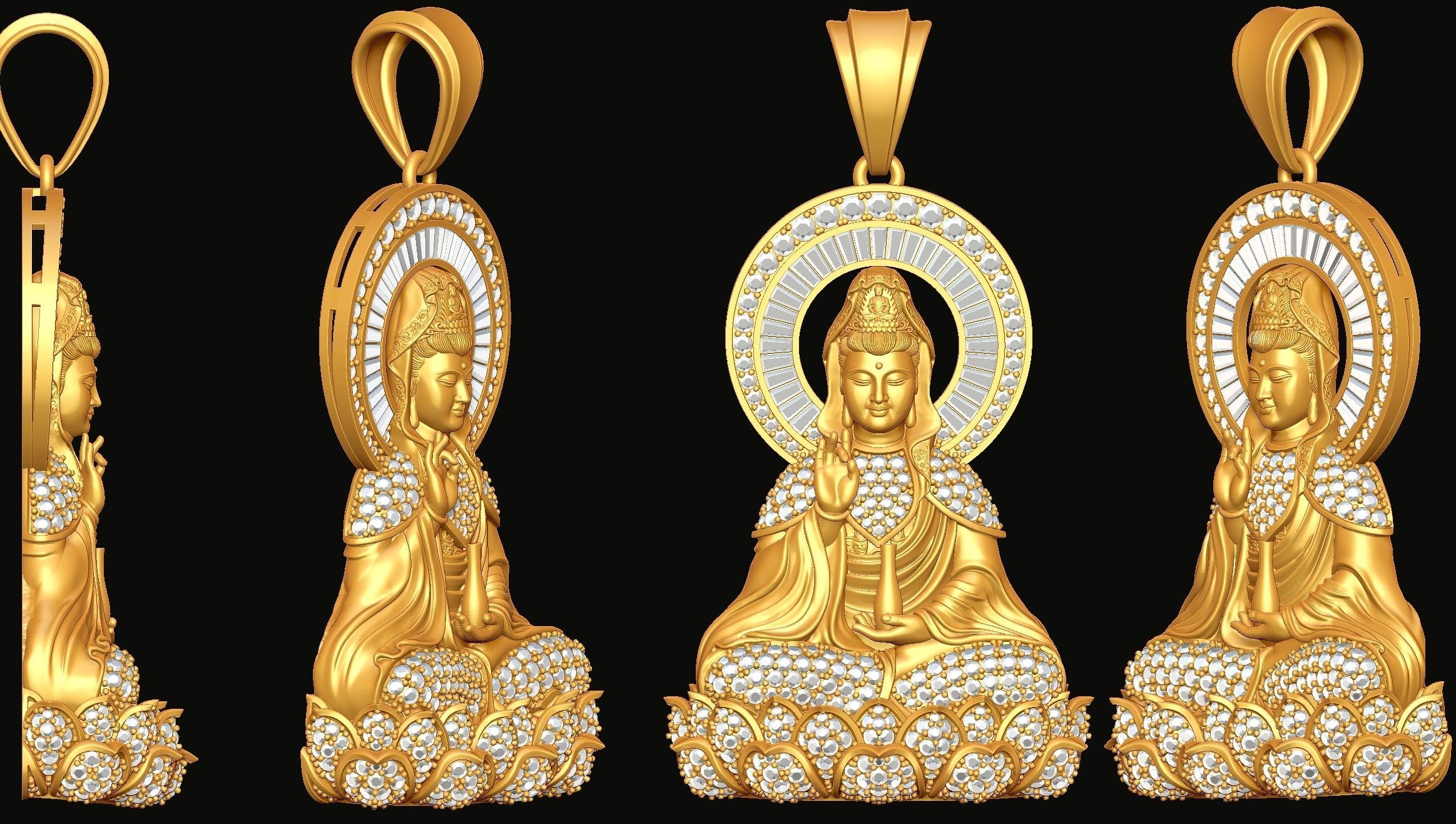 Buddha Guan Yin Pendant - Buddha Pendant 3D print model_8