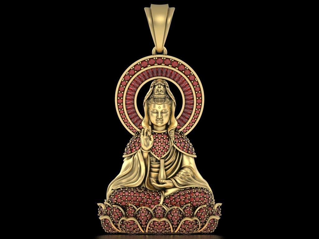 Buddha Guan Yin Pendant - Buddha Pendant 3D print model_10