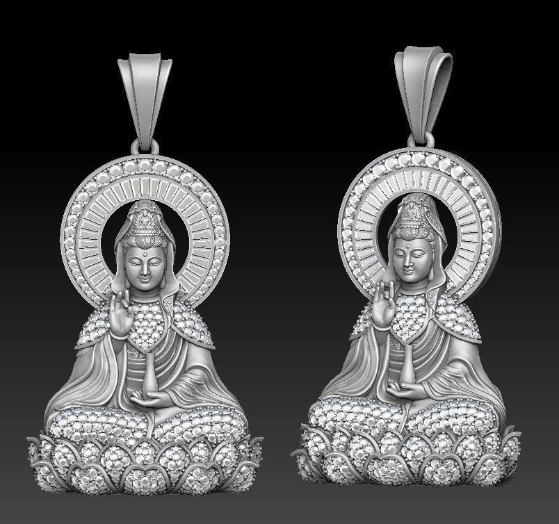 Buddha Guan Yin Pendant - Buddha Pendant 3D print model_7