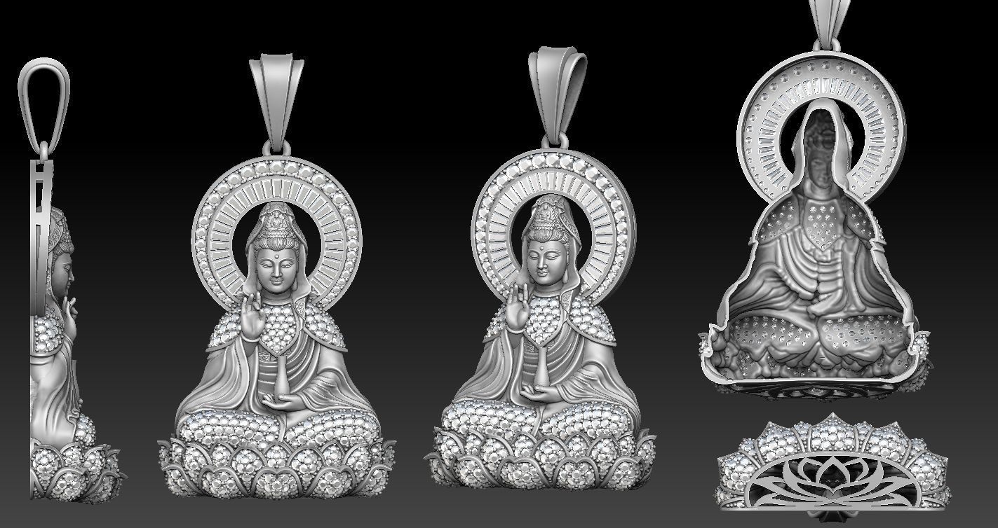 Buddha Guan Yin Pendant - Buddha Pendant 3D print model_2