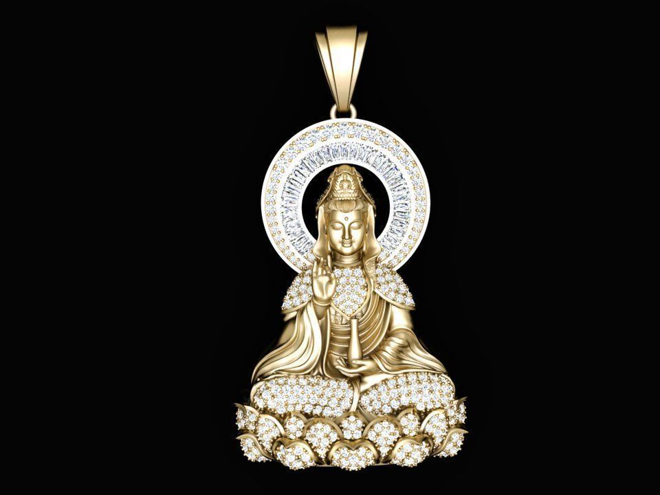 Buddha Guan Yin Pendant - Buddha Pendant 3D print model_9