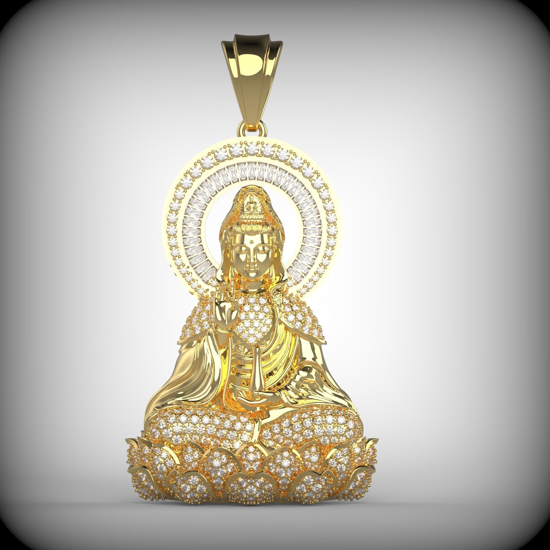 Buddha Guan Yin Pendant - Buddha Pendant 3D print model_11