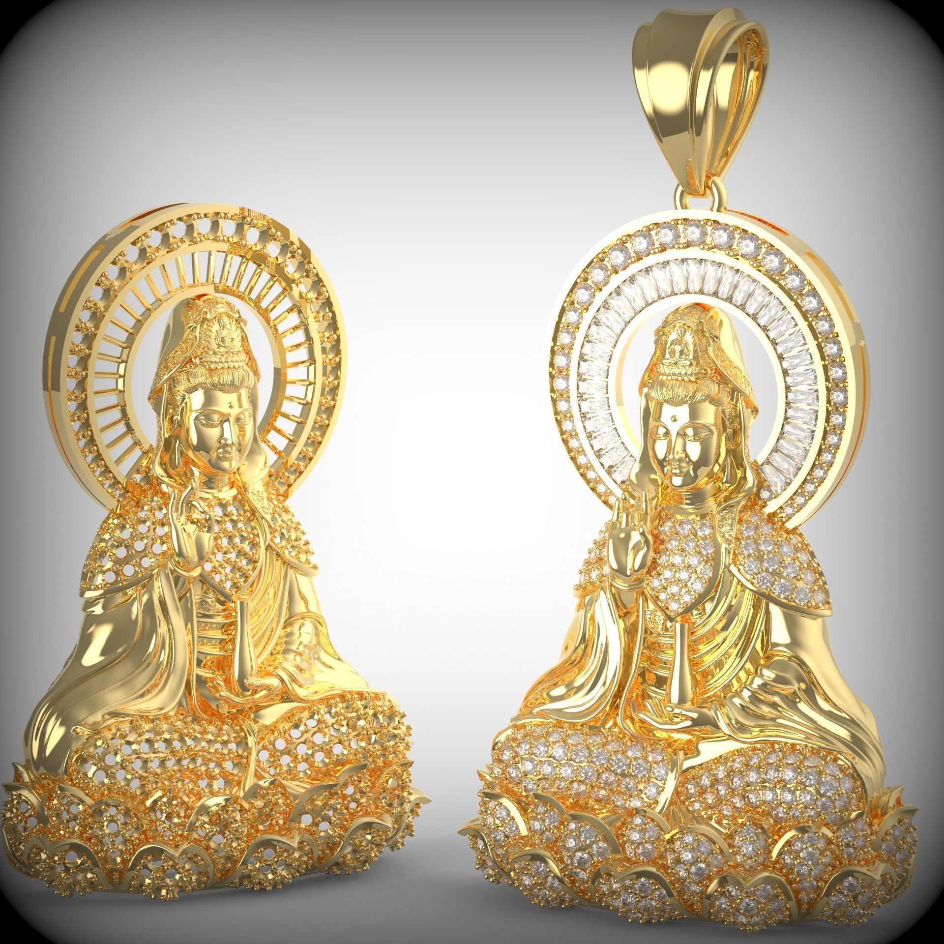 Buddha Guan Yin Pendant - Buddha Pendant 3D print model_6