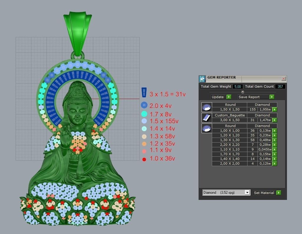 Buddha Guan Yin Pendant - Buddha Pendant 3D print model_3