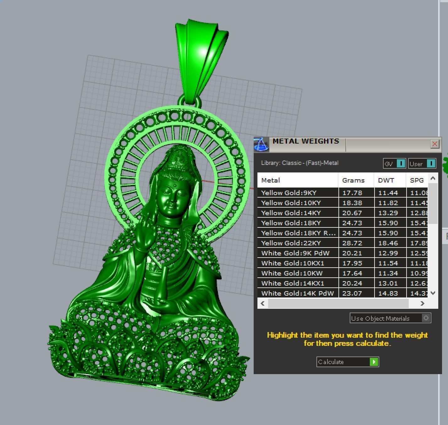 Buddha Guan Yin Pendant - Buddha Pendant 3D print model_4