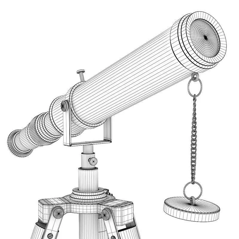 Telescope with tripod silver 3D model_0