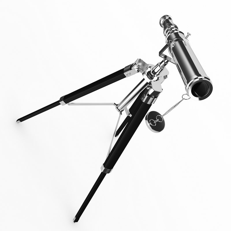 Telescope with tripod silver 3D model_5