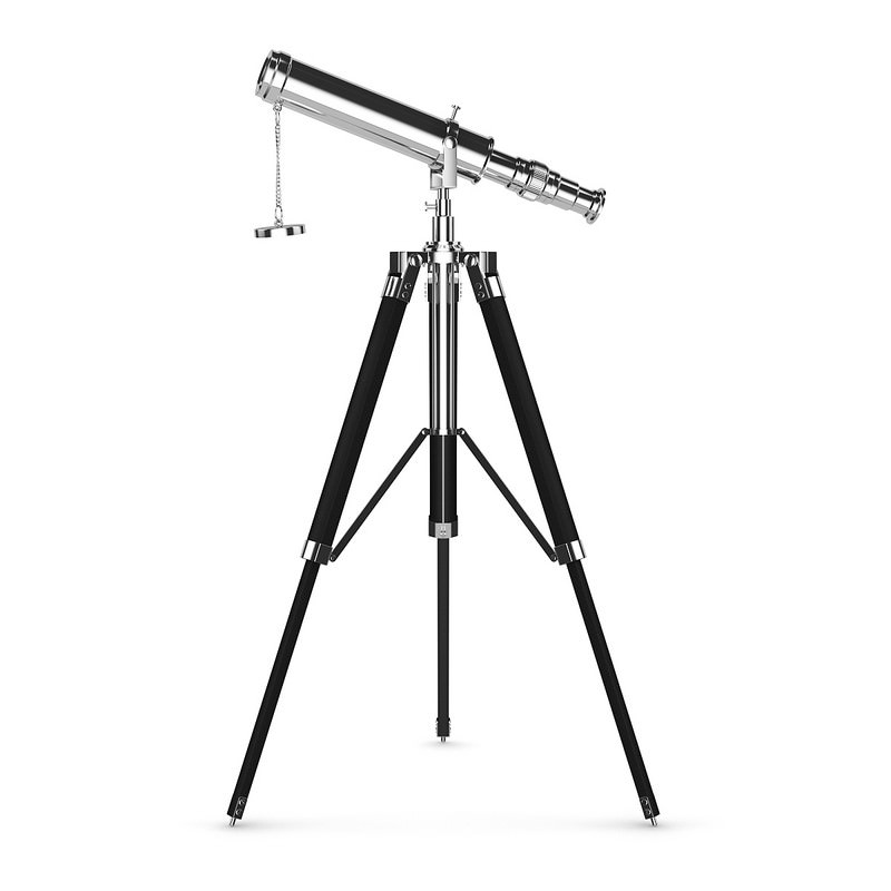 Telescope with tripod silver 3D model_4