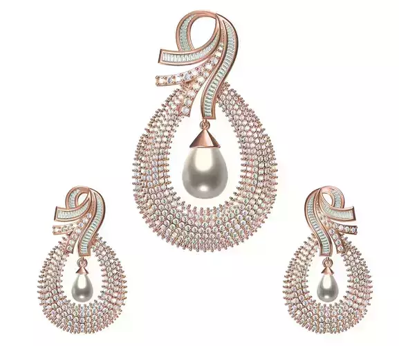 Women Earrings Pendant Set STL JCD Details