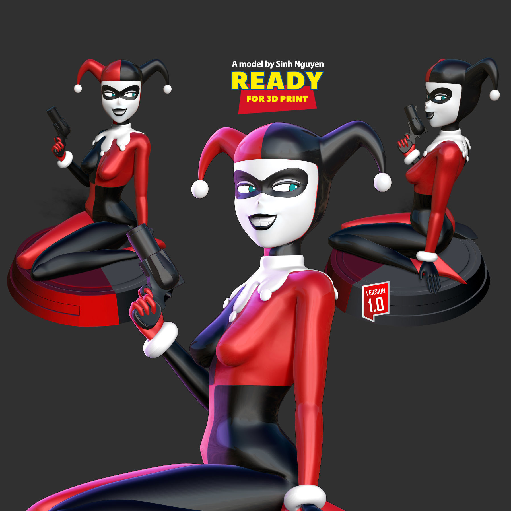 Classic Harley Quinn Fanart 3D print model_1
